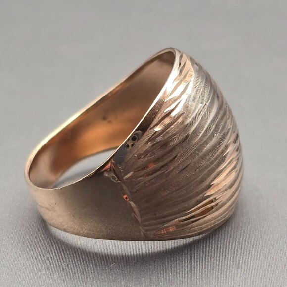 Milor Gold-Plated Sterling Silver Dome Ring Size 10 Etched Wave Texture 5.13g - Picture 5 of 10